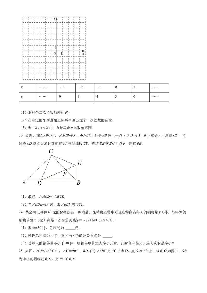 精品解析：北京师范大学附属实验中学2021-2022学年上学期期中九年级数学试卷（原卷版）(1)_北京初中期末题_C605-京七八九_B京市数学七八九_北京9上数学_2021-2022