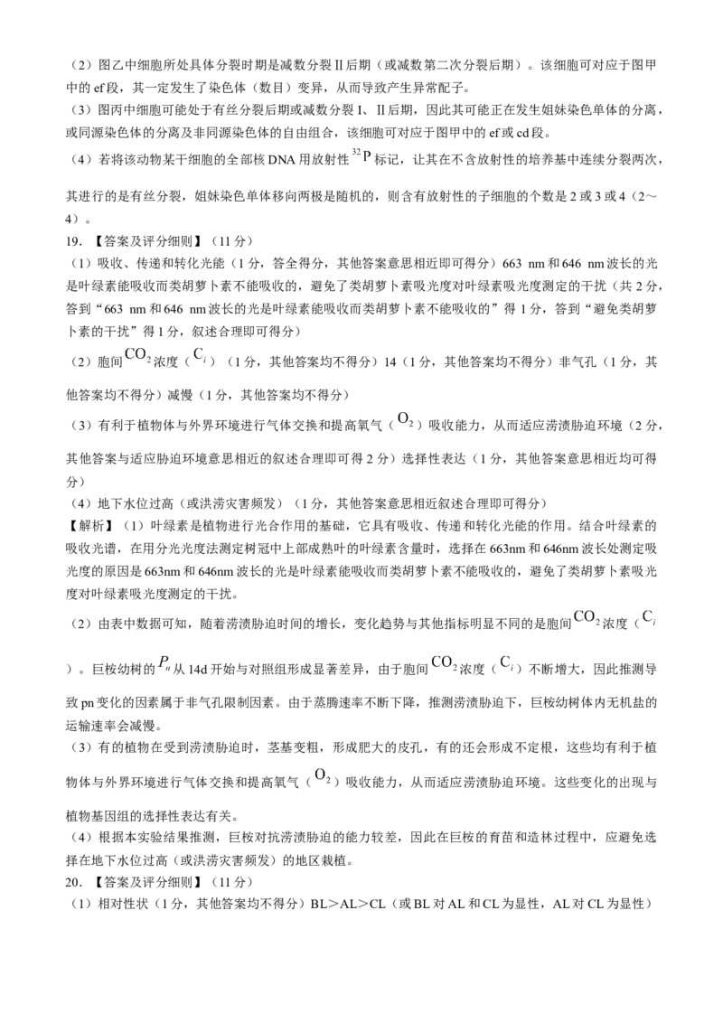 河南省部分重点中学2024-2025学年高三上学期11月质量检测生物试题（含解析）_A1502026各地模拟卷（超值！）_11月_241126河南省部分示范性高中2024-2025学年高三上学期11月期中质量检测