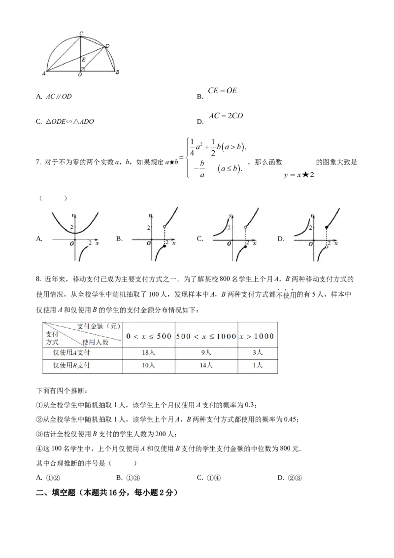 精品解析：北京市门头沟区2019-2020学年九年级上学期期末数学试题（原卷版）(1)_北京初中期末题_C605-京七八九_B京市数学七八九_北京9上数学_2019-2020