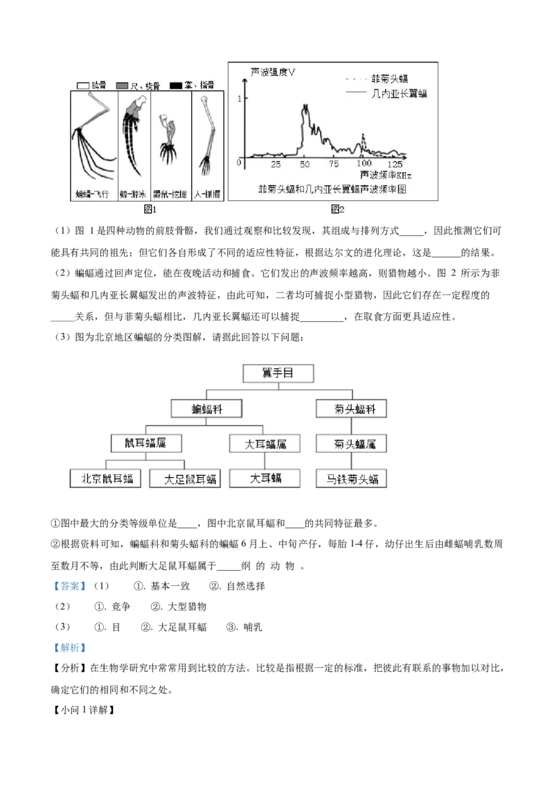 精品解析：北京市第八十中学2022-2023学年八年级下学期期中生物试题（解析版）(1)_北京初中期末题_C605-京七八九_B京生物七八九_北京八下生物