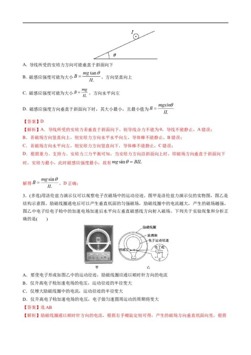 专题10：磁场的性质、带电粒子在磁场中的运动(解析版)_4.2025物理总复习_赠品通用版（老高考）复习资料_二轮复习_2023年高考物理毕业班二轮热点题型归纳与变式演练（全国通用）