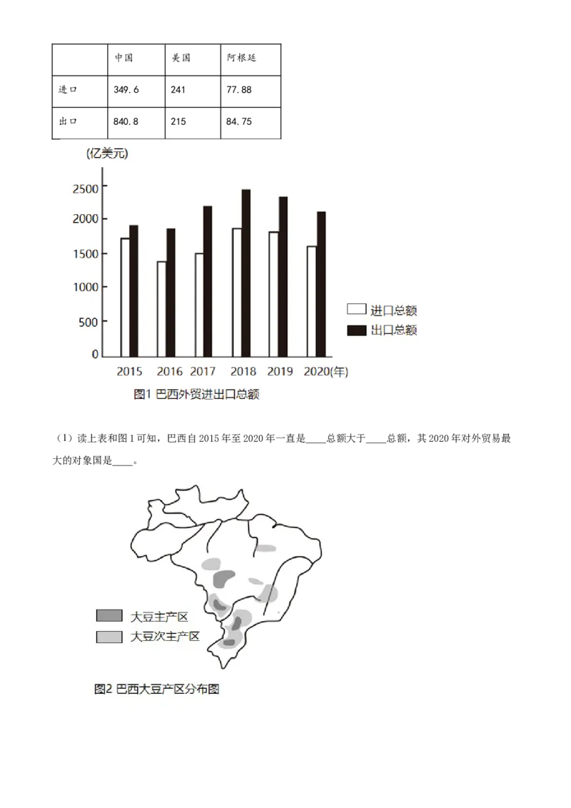 精品解析：北京市第一七一中学2021-2022学年八年级下学期期中地理试题（原卷版）(1)_北京初中期末题_C605-京七八九_B京地理七八九_地理_北京八下地理