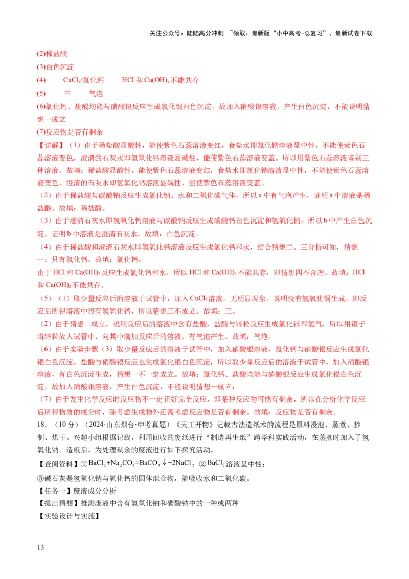 专题四实验探究题（测试）（解析版）_02中考总复习（2026版更新中）_05-化学-中考总复习_2025年中考复习资料_2025中考二轮课件ppt+讲义+练习化学_测试