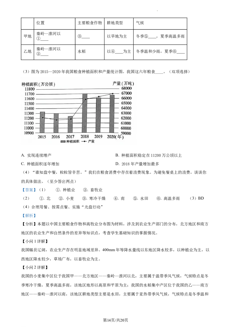 精品解析：北京市通州区2022-2023学年七年级下学期期中地理试题（解析版）(1)_北京初中期末题_C605-京七八九_B京地理七八九_地理_北京7下地理_2022-2024_北京地理7下期中
