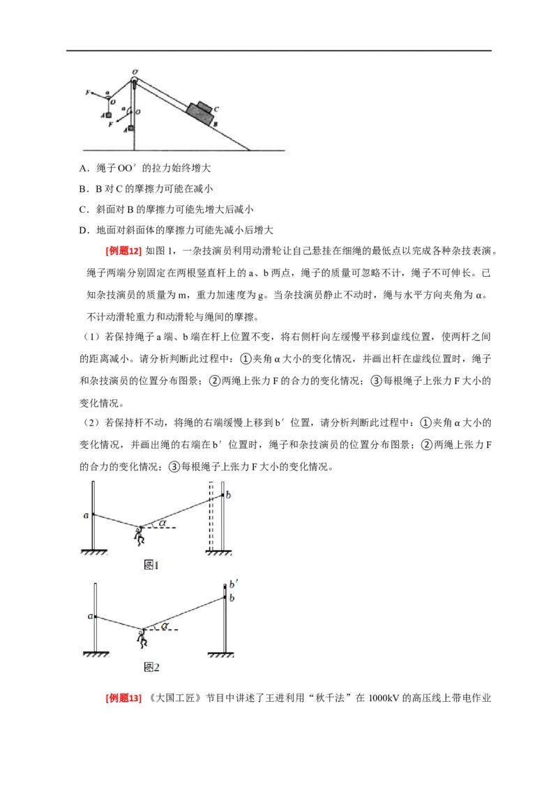 专题03共点力的平衡（原卷版）_4.2025物理总复习_赠品通用版（老高考）复习资料_专项复习_2023年高考冲刺物理热点知识讲练与题型归纳（全国通用）