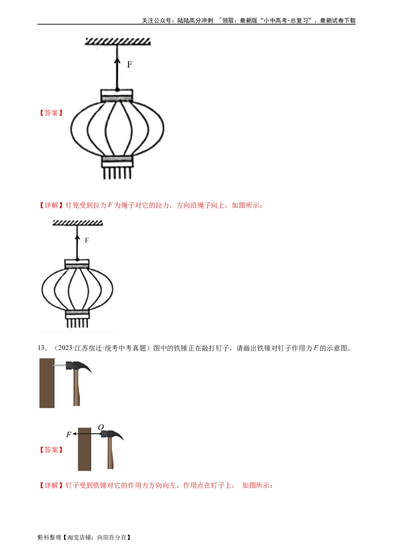 专题7力7.1力（教师版）_02中考总复习（2026版更新中）_04-物理-中考总复习_2024年中考复习资料_专项复习资料_完三年（2021&mdash;2023）中考真题分项精编（全国通用）