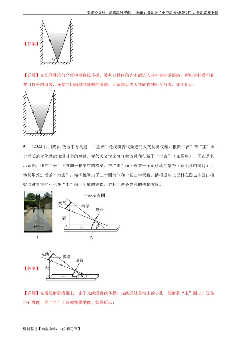 专题4光现象4.1光的直线传播（教师版）_02中考总复习（2026版更新中）_04-物理-中考总复习_2024年中考复习资料_专项复习资料_完三年（2021&mdash;2023）中考真题分项精编（全国通用）