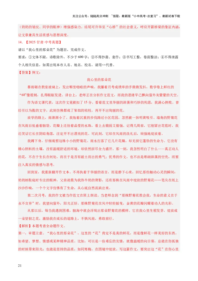 专题24全命题作文（全国通用）（解析版）_02中考总复习（2026版更新中）_01-语文-中考总复习_2026年中考复习（更新中）_好题汇编三年（2023-2025）中考语文真题分类汇编（全国通用）(1)