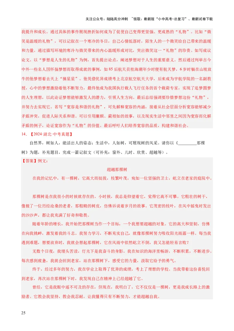 专题25半命题作文（全国通用）（解析版）_02中考总复习（2026版更新中）_01-语文-中考总复习_2026年中考复习（更新中）_好题汇编三年（2023-2025）中考语文真题分类汇编（全国通用）(1)