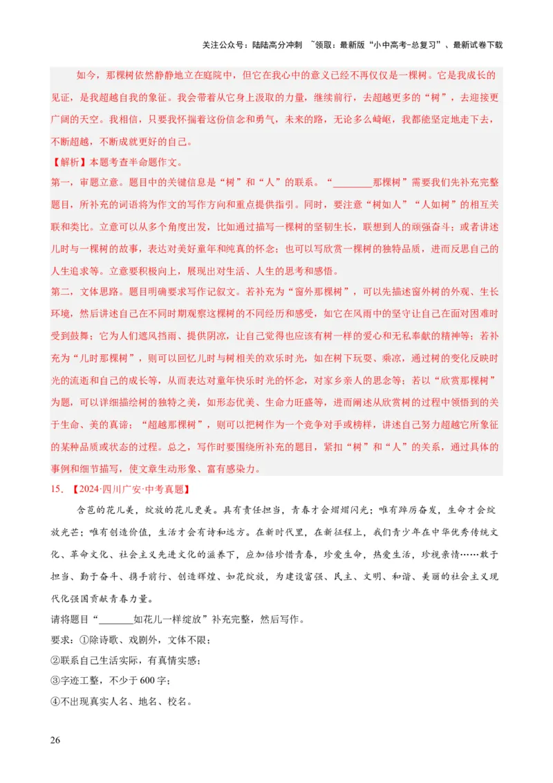 专题25半命题作文（全国通用）（解析版）_02中考总复习（2026版更新中）_01-语文-中考总复习_2026年中考复习（更新中）_好题汇编三年（2023-2025）中考语文真题分类汇编（全国通用）(1)