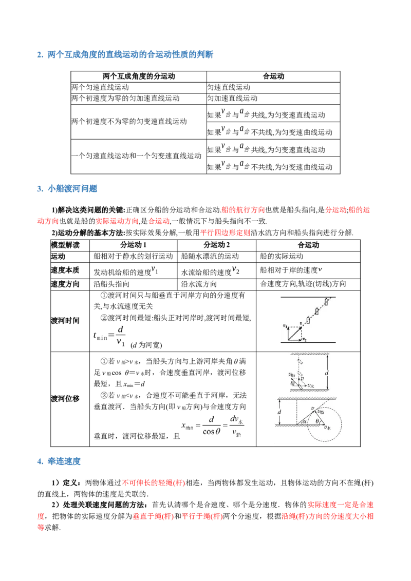 专题03力与曲线运动（讲义）（原卷版）_4.2025物理总复习_2024年新高考资料_2.2024二轮复习_2024年高考物理二轮复习讲练测（新教材新高考）