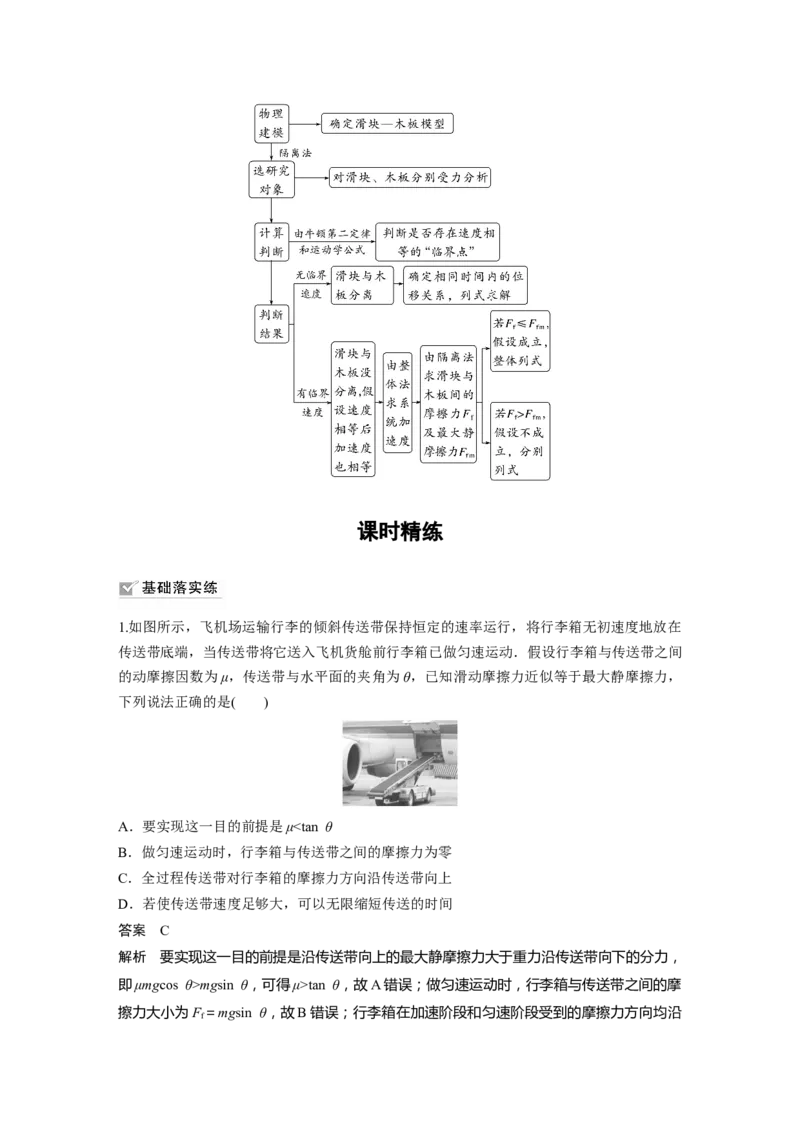 2024年高考物理一轮复习（新人教版）第3章专题强化5　传送带模型和&ldquo;滑块&mdash;木板&rdquo;模型_4.2025物理总复习_2024年新高考资料_1.2024一轮复习_2024年高考物理一轮复习讲义（新人教版）