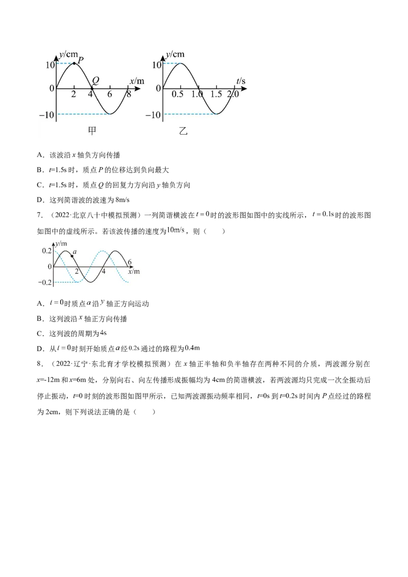专题10　机械振动与机械波测&mdash;&mdash;2023年高考物理一轮复习讲练测（新教材新高考通用）（原卷版）_4.2025物理总复习_2023年新高复习资料_一轮复习