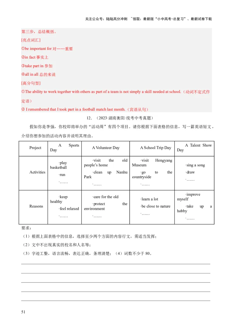 专题45书面表达考点4叙事描写类（全国通用）（解析版）_02中考总复习（2026版更新中）_03-英语-中考总复习_2026年中考复习（更新中）
