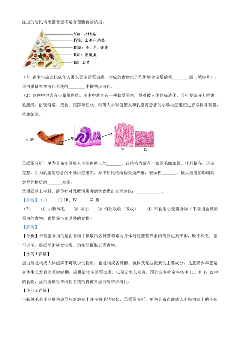 精品解析：北京市石景山区2021-2022学年七年级上学期期末生物试题（解析版）(1)_北京初中期末题_C605-京七八九_B京生物七八九_北京7上生物_2021-2022