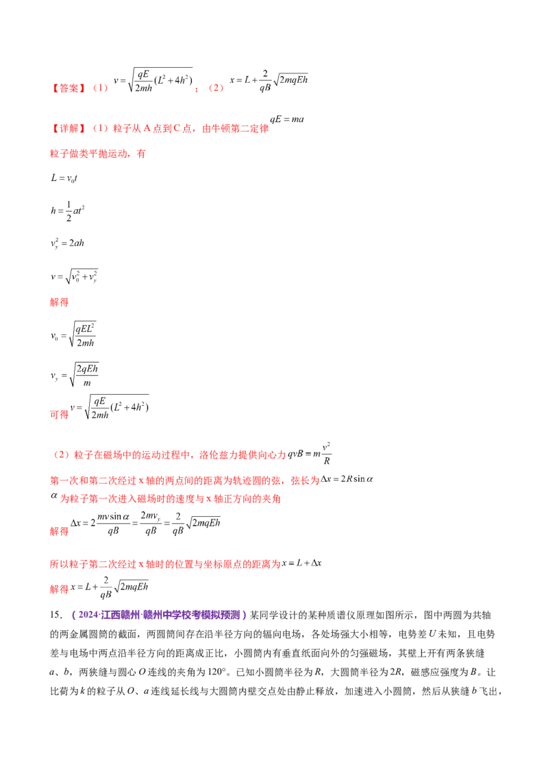 专题11带电粒子在复合场中的运动（练习）（解析版）_4.2025物理总复习_2024年新高考资料_2.2024二轮复习_2024年高考物理二轮复习讲练测（新教材新高考）