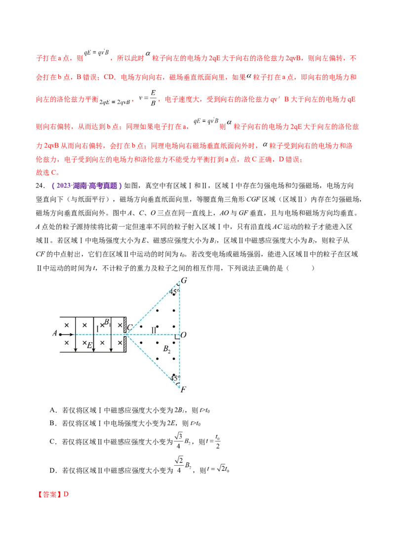 专题11带电粒子在复合场中的运动（练习）（解析版）_4.2025物理总复习_2024年新高考资料_2.2024二轮复习_2024年高考物理二轮复习讲练测（新教材新高考）