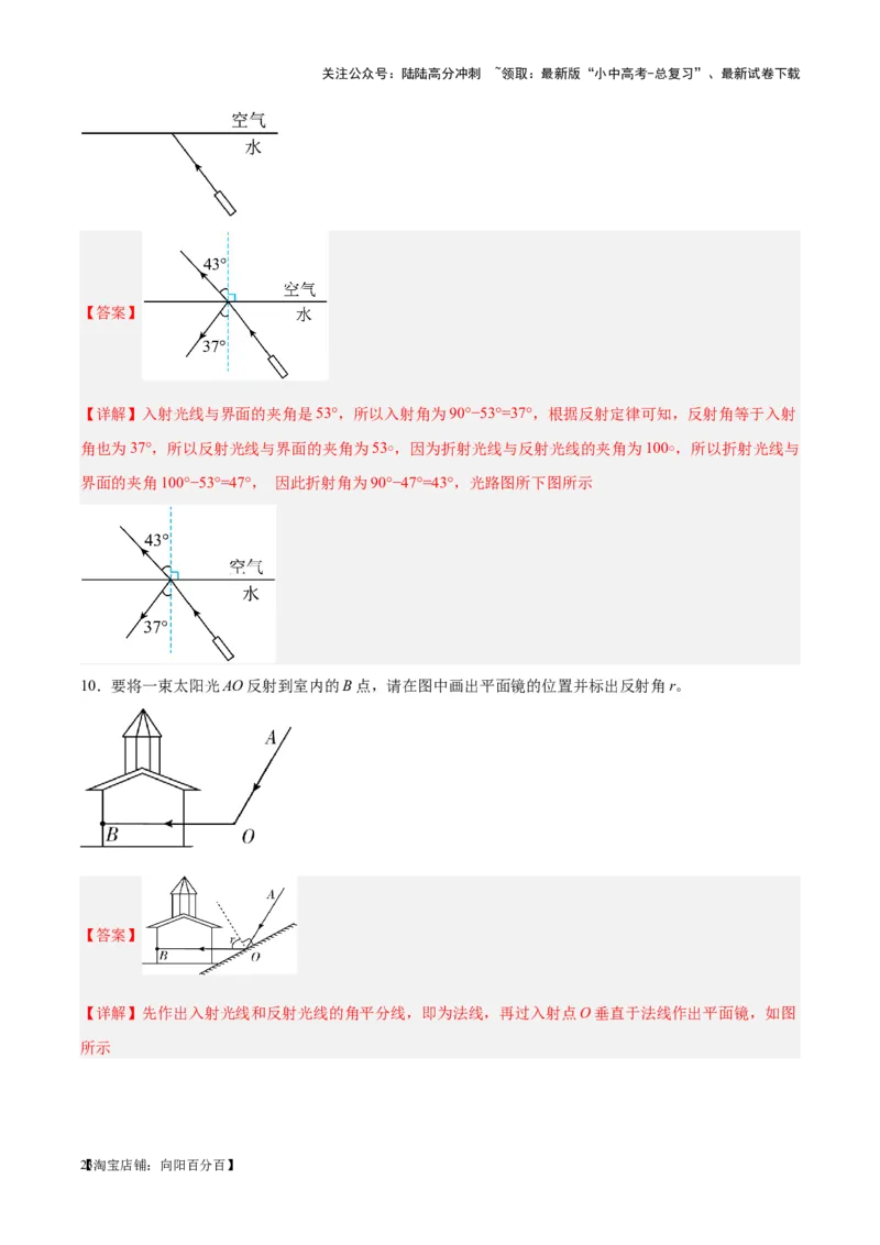 专题28光路作图专题（解析版）_02中考总复习（2026版更新中）_04-物理-中考总复习_2024年中考复习资料_一轮复习_完备战2024年中考物理一轮复习考点帮（全国通用）