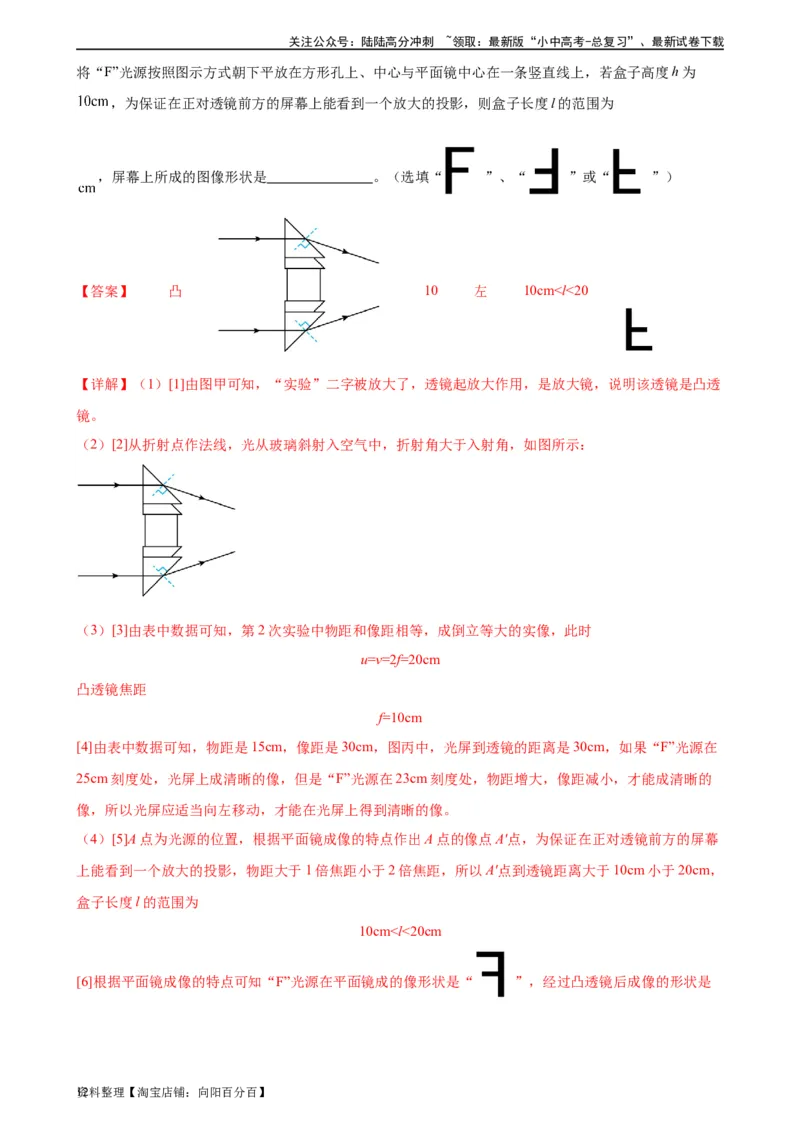 专题5透镜及其应用《透镜及其应用》章末综合训练（教师版）_02中考总复习（2026版更新中）_04-物理-中考总复习_2024年中考复习资料_专项复习资料