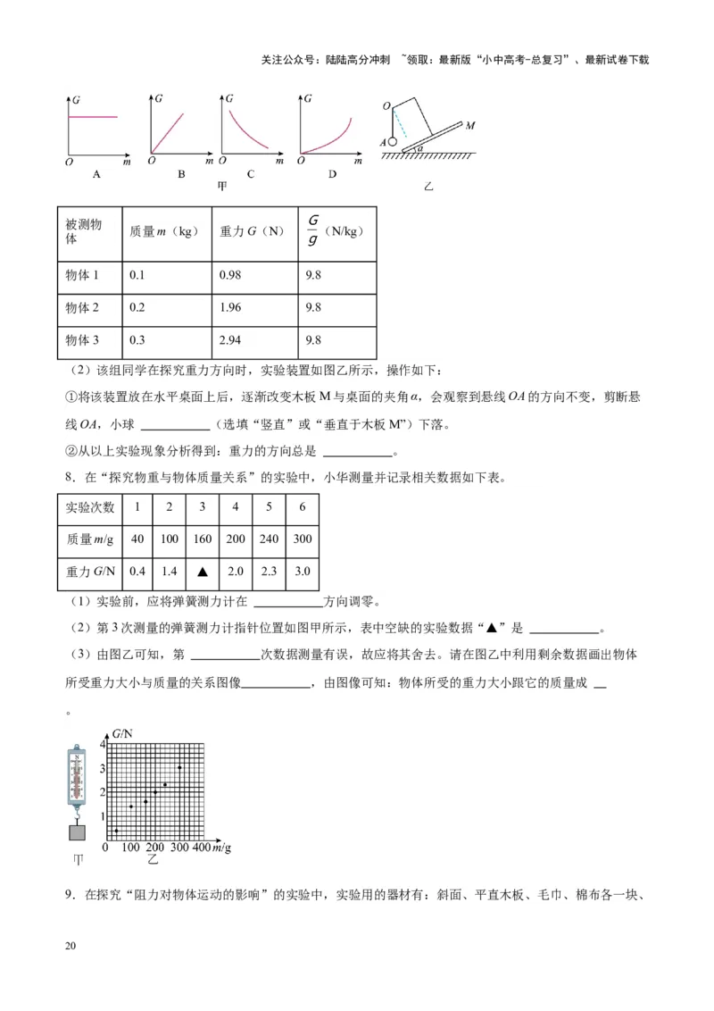 专题32力学实验专题（一）（原卷版）_02中考总复习（2026版更新中）_04-物理-中考总复习_2024年中考复习资料_一轮复习_完备战2024年中考物理一轮复习考点帮（全国通用）