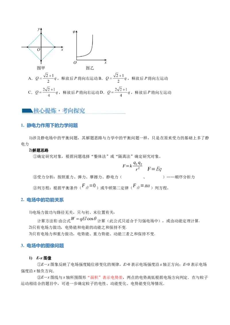 专题09电场带电粒子在电场中的运动（讲义）（原卷版）_4.2025物理总复习_2024年新高考资料_2.2024二轮复习_2024年高考物理二轮复习讲练测（新教材新高考）