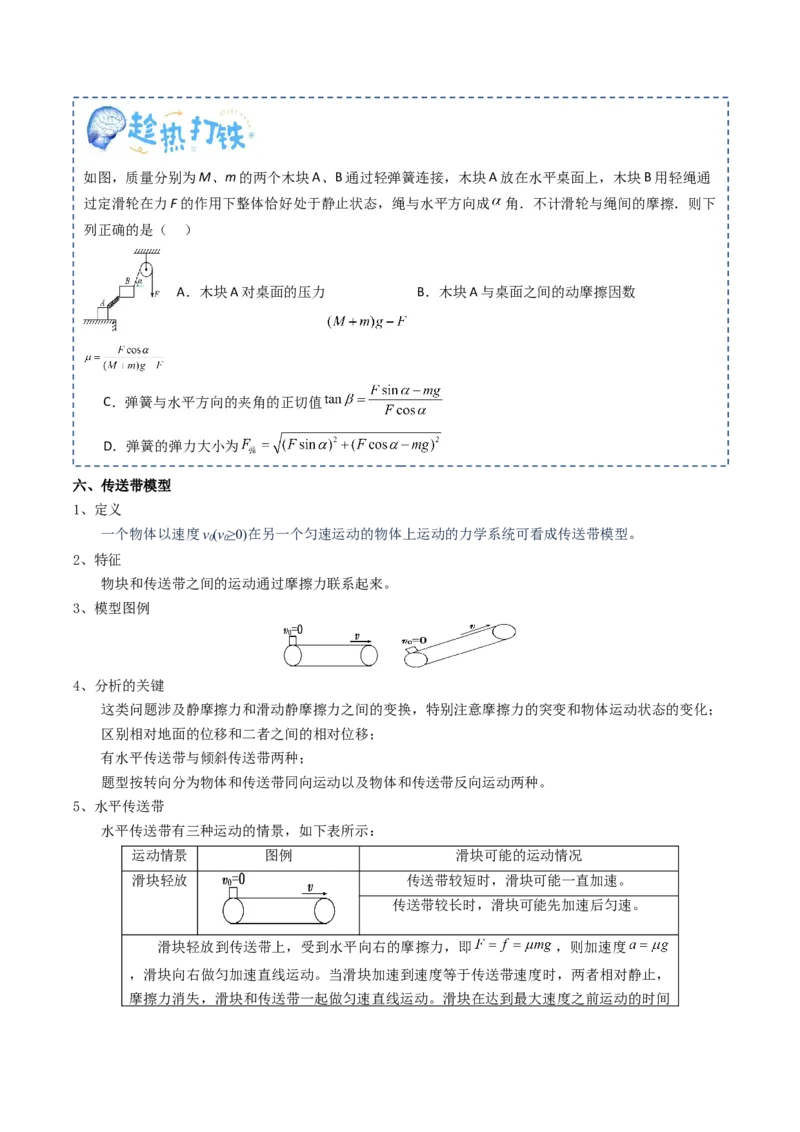 专题03运动和力的关系（原卷版）_4.2025物理总复习_2025年新高考资料_一轮复习_2025年高考物理一轮复习知识清单