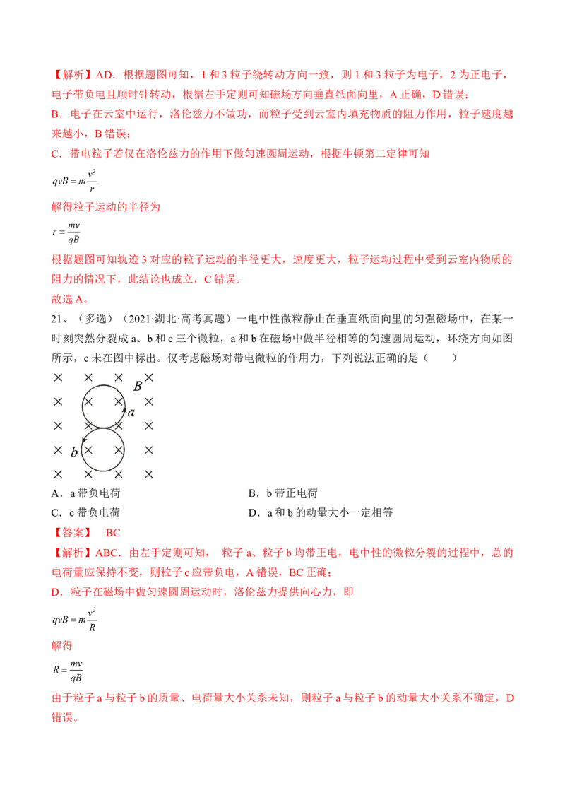 专题12.2　磁场对运动电荷的作用　带电粒子在有界匀强磁场中的运动练&mdash;&mdash;2023年高考物理一轮复习讲练测（新教材新高考通用）（解析版）_4.2025物理总复习_2023年新高复习资料