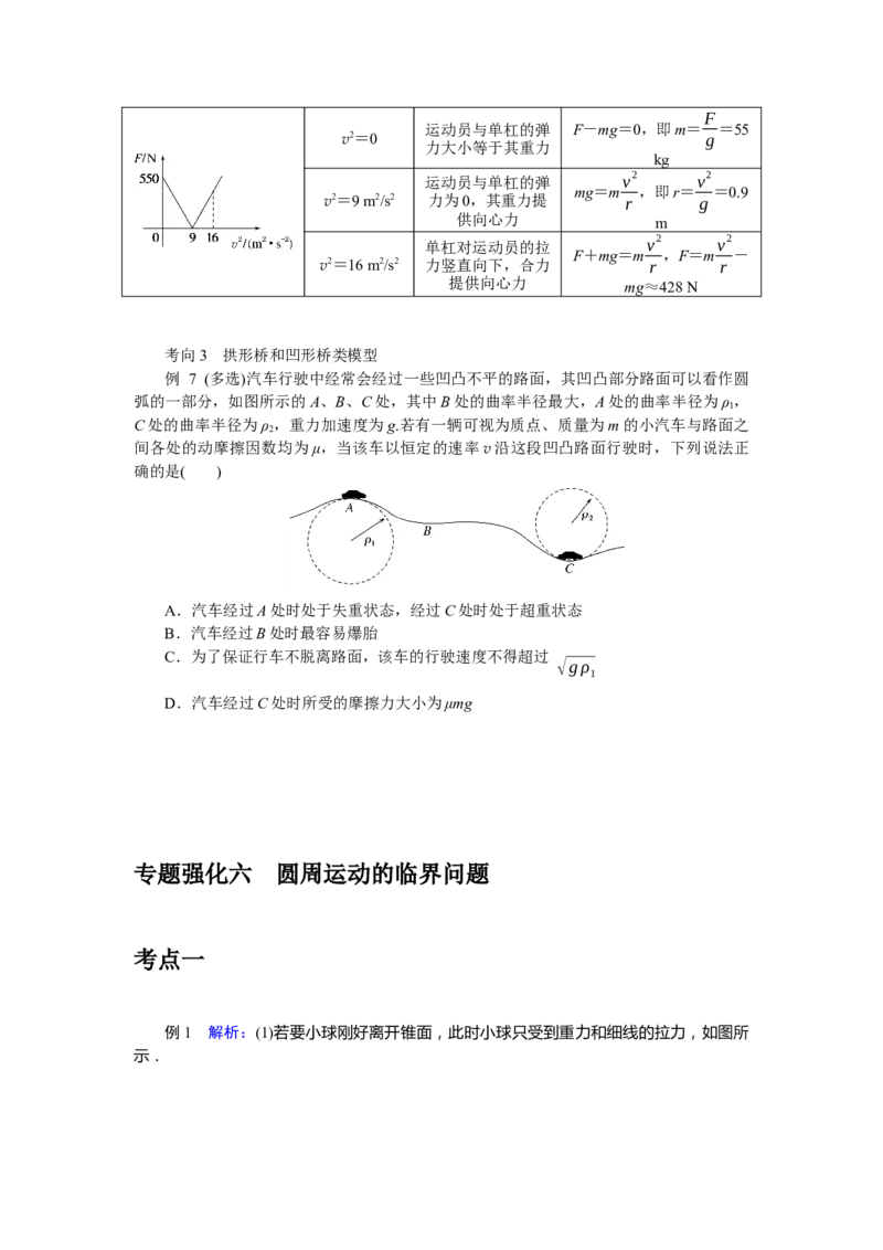 2025届高中物理一轮复习导学案：专题强化六圆周运动的临界问题_4.2025物理总复习_2025年新高考资料_一轮复习_2025届高中物理一轮复习：专题强化（课件+导学案）
