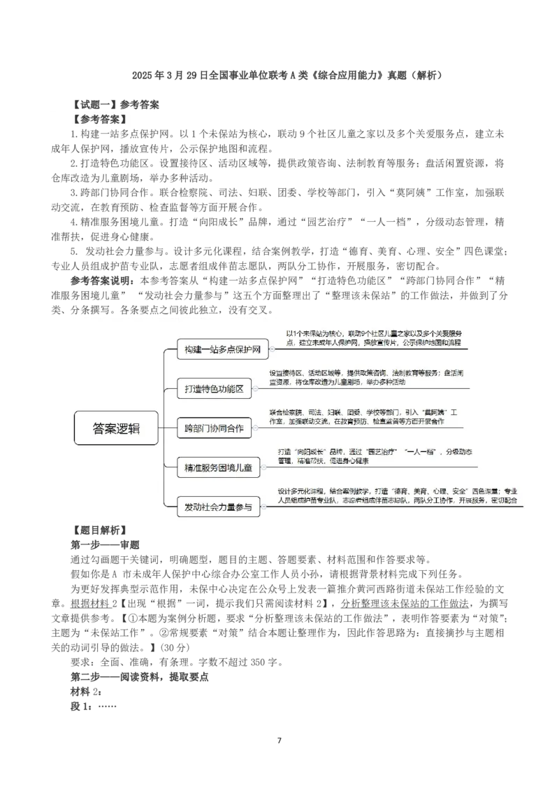 2025年3月29日全国事业单位联考A类《综合应用能力》真题及参考答案_26事业职测+综合_闲鱼2026事业单位职测+综合_2.综应或写作等_02历年真题合集（15-25年）_A类综合应用能力15-25
