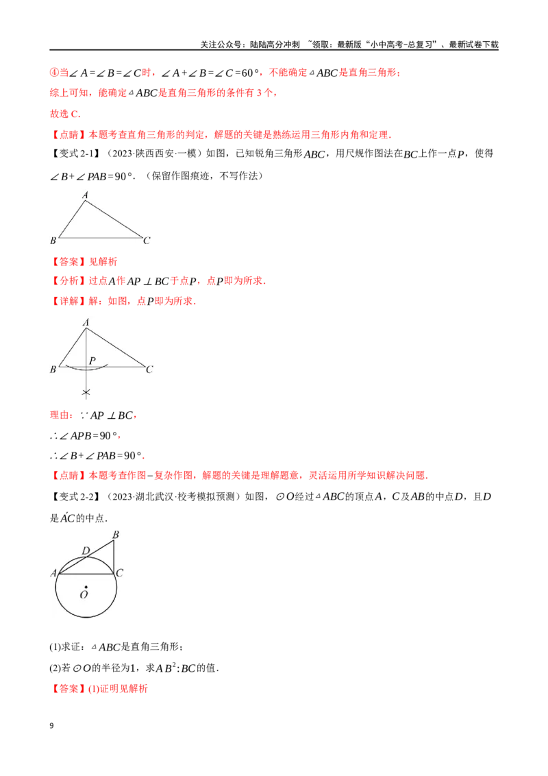 专题22直角三角形十六大题型（举一反三）（解析版）_02中考总复习（2026版更新中）_02-数学-中考总复习_2024年中考复习资料_一轮复习资料_教师版（含答案解析）