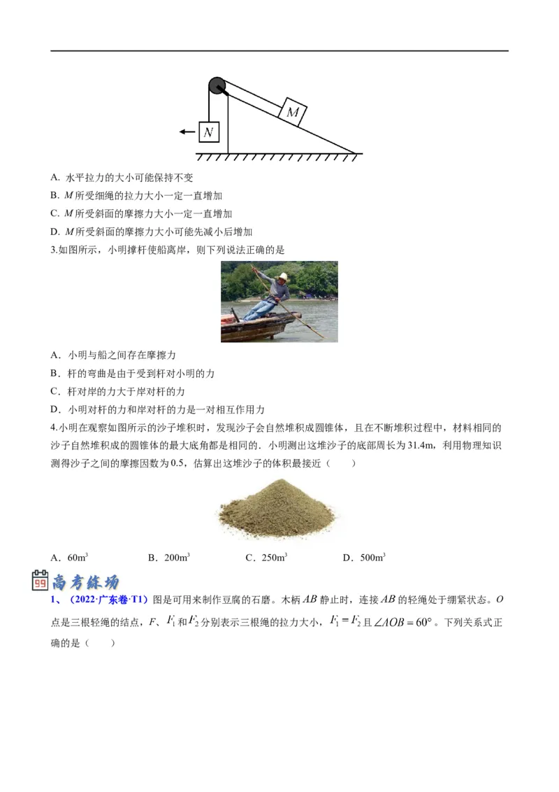 专题01：力与力的平衡（原卷版）_4.2025物理总复习_赠品通用版（老高考）复习资料_二轮复习_2023年高考物理毕业班二轮热点题型归纳与变式演练（全国通用）