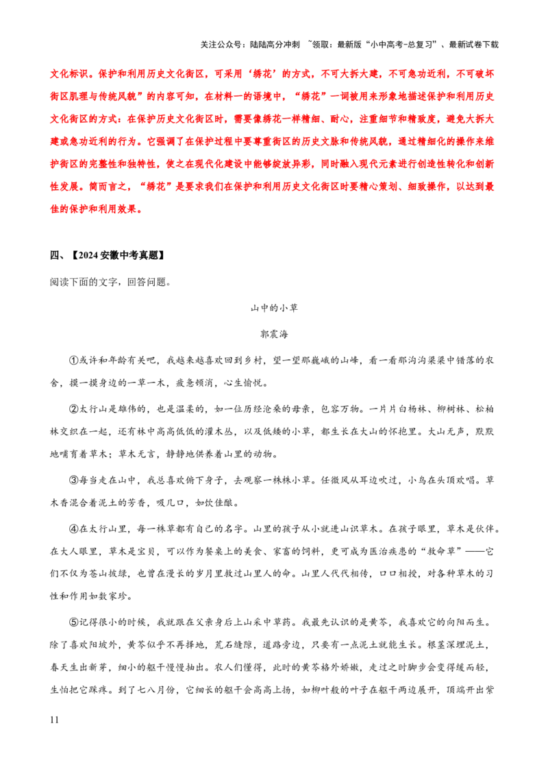 专题54文学类文本之词语、句子含义（知识梳理+练习）(解析版）_02中考总复习（2026版更新中）_01-语文-中考总复习_2025年中考资料_备战2025年中考语文一轮复习考点突破（全国通用）