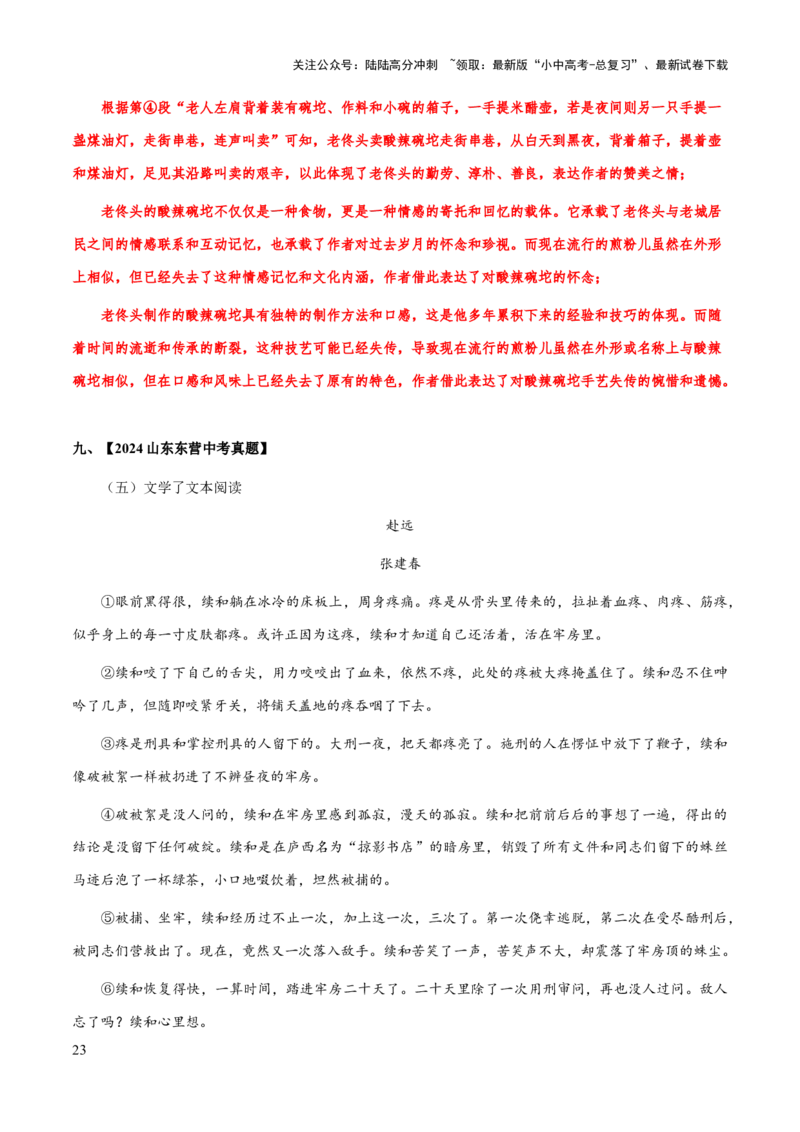 专题54文学类文本之词语、句子含义（知识梳理+练习）(解析版）_02中考总复习（2026版更新中）_01-语文-中考总复习_2025年中考资料_备战2025年中考语文一轮复习考点突破（全国通用）