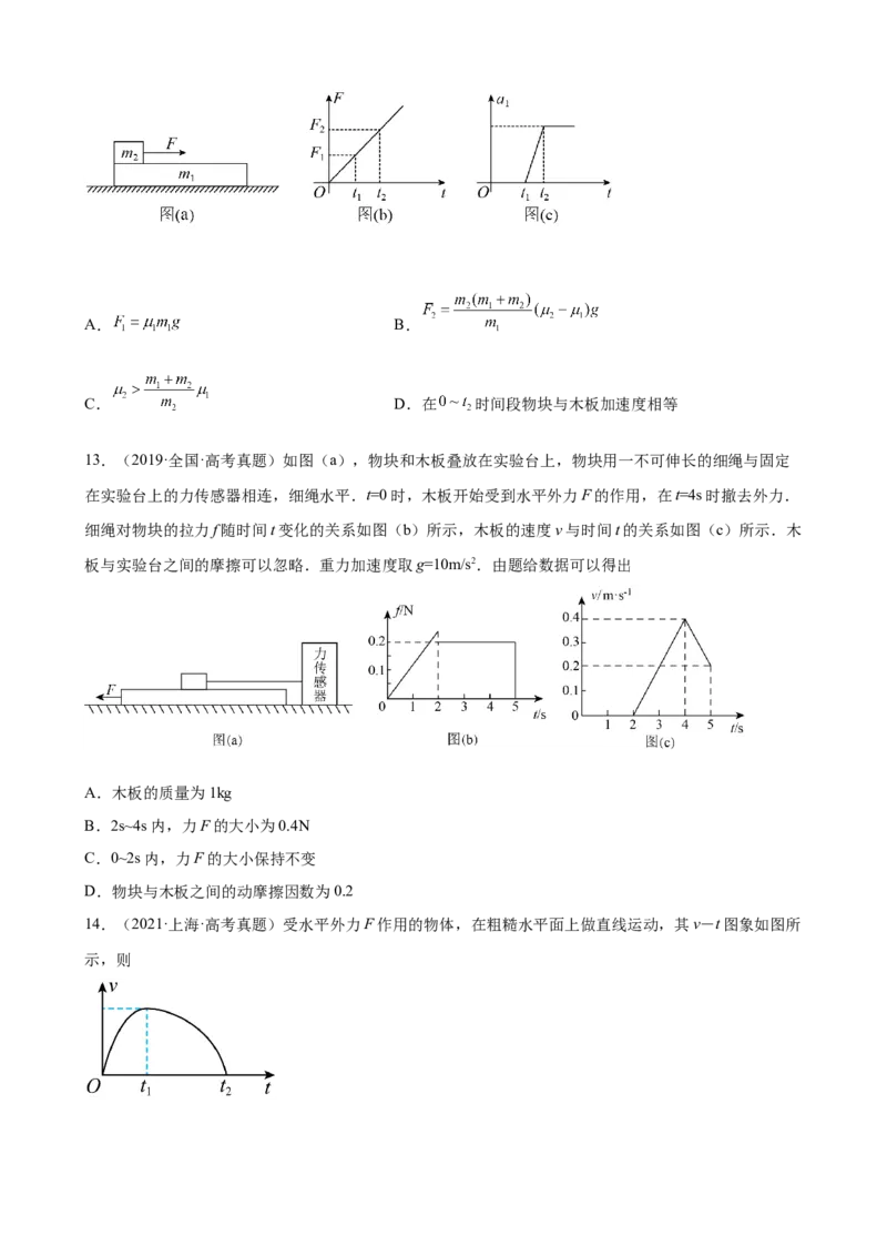 2017-2022年全国各地高考物理真题选编：牛顿运动定律_4.2025物理总复习_2023年新高复习资料_专项复习_2017-2022年近6年全国卷高考物理真题分类汇编（Word版含答案）