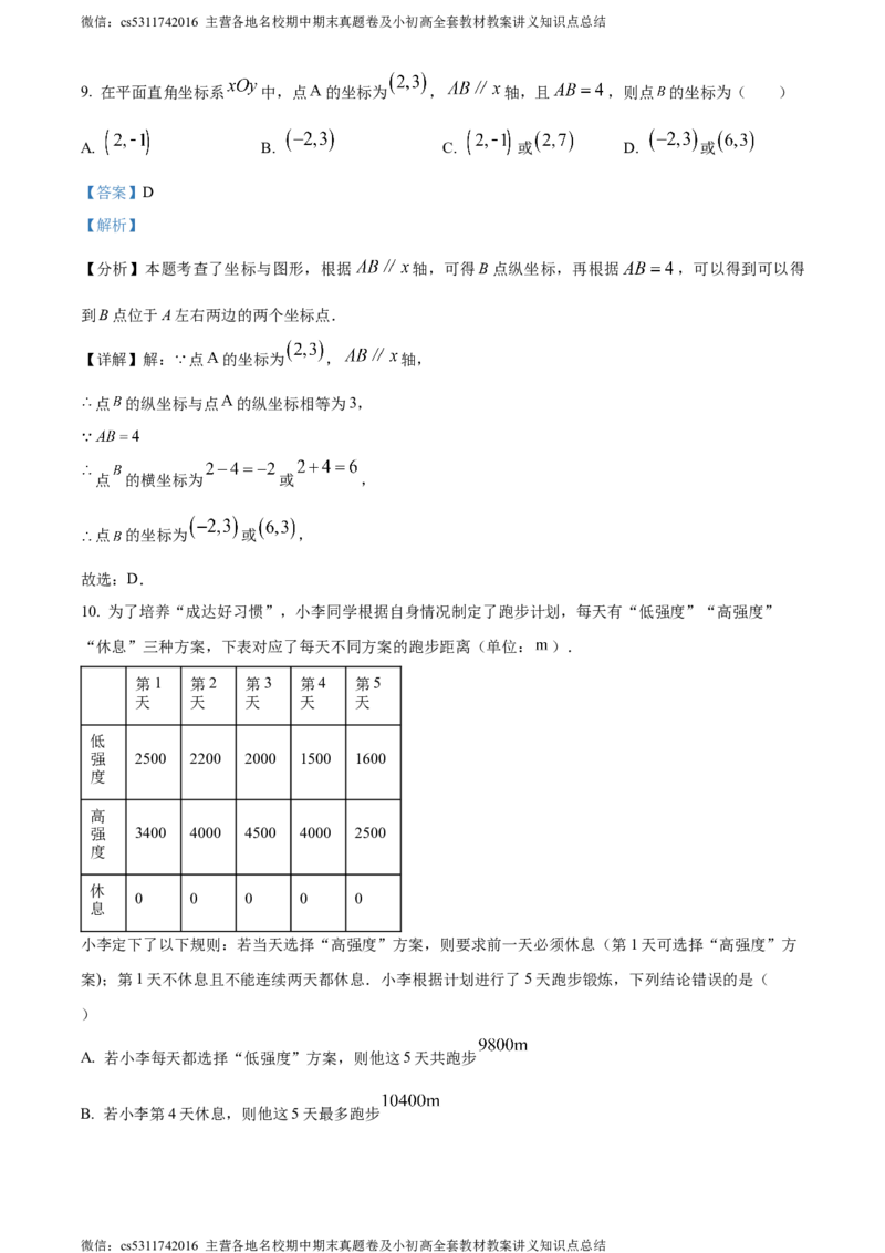 精品解析：北京市首都师范大学附属中学2023-2024学年七年级下学期期中数学试题（解析版）(1)_北京初中期末题_C605-京七八九_B京市数学七八九_北京7下数学_2022-2024_北京数学7下期中