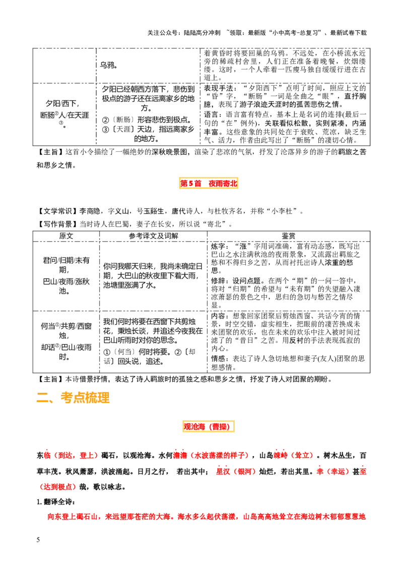 专题23七上古诗词梳理（2份思维导图+篇章梳理+考点梳理+形象赏析陷阱避坑法）（解析版）_02中考总复习（2026版更新中）_01-语文-中考总复习_2025年中考资料