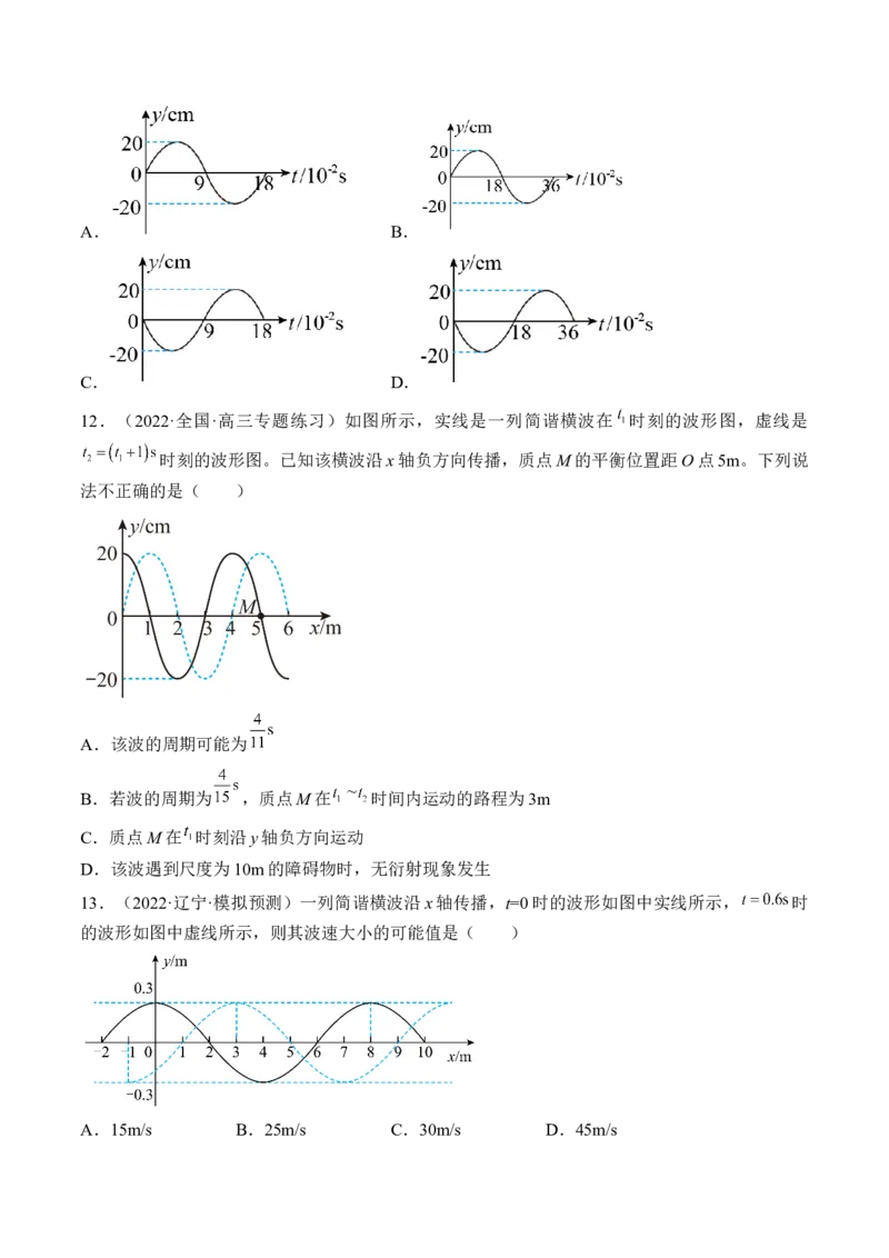 专题10.2　机械波练&mdash;&mdash;2023年高考物理一轮复习讲练测（新教材新高考通用）（原卷版）_4.2025物理总复习_2023年新高复习资料_一轮复习