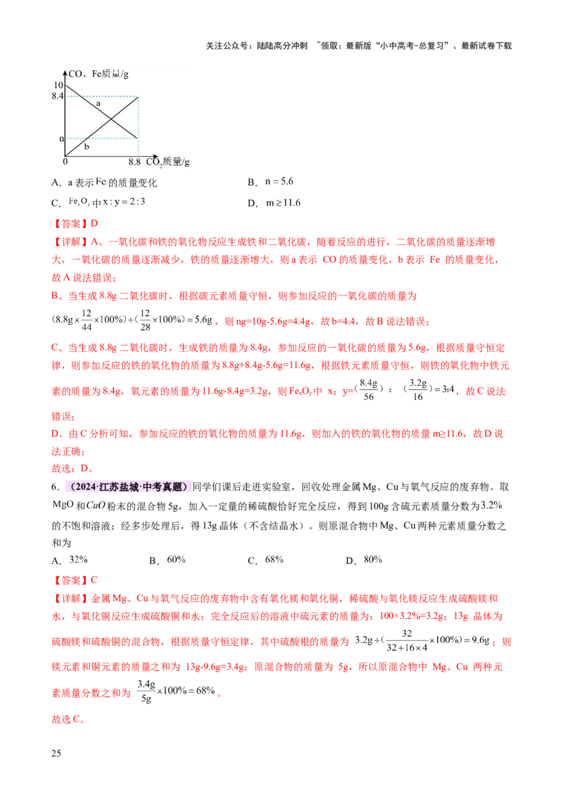 专题七化学思想方法的应用（讲练）（解析版）_02中考总复习（2026版更新中）_05-化学-中考总复习_2025年中考复习资料_2025中考二轮课件ppt+讲义+练习化学_讲义+练习