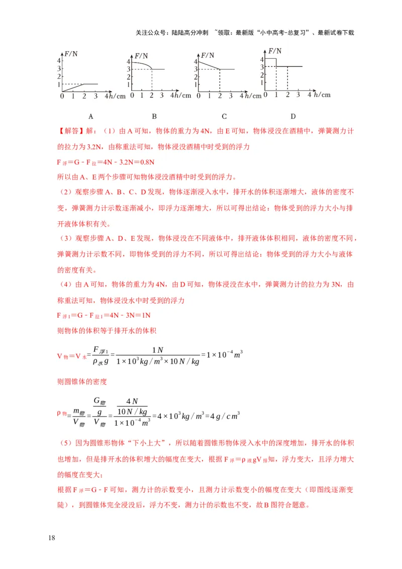专题8浮力应用：测量物体的密度（解析版）_02中考总复习（2026版更新中）_04-物理-中考总复习_2024年中考复习资料_二轮复习_2024年中考物理二轮专项复习核心考点讲解与必刷题型汇编