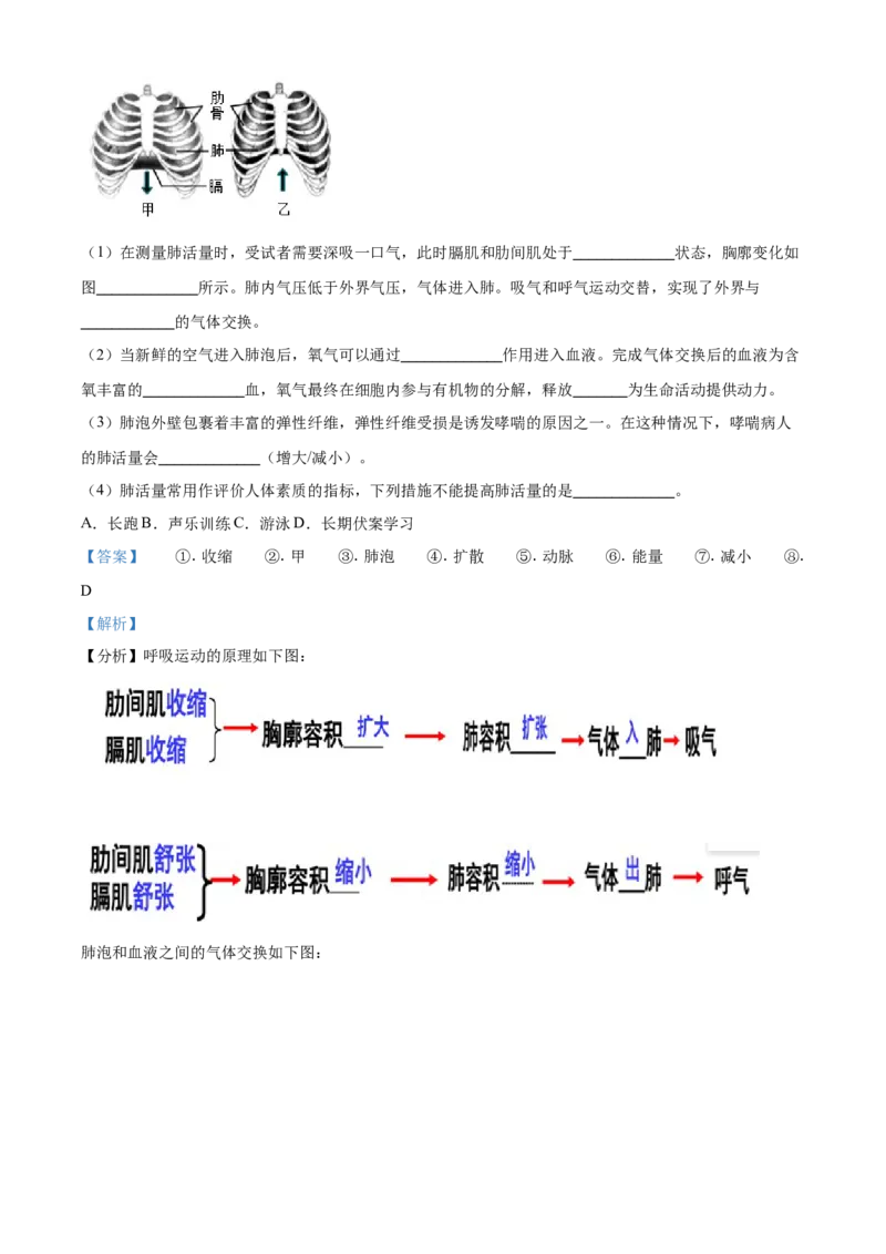 精品解析：北京市石景山区2020-2021学年第一学期七年级生物期末试题（解析版）(1)_北京初中期末题_C605-京七八九_B京生物七八九_北京7上生物_2020-2021