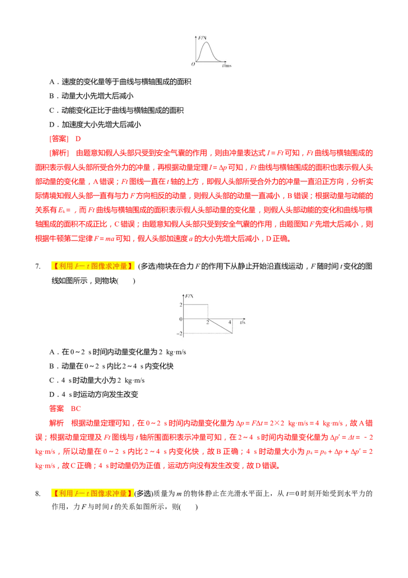 2024届高考物理一轮复习动量专题精准提升强化2：变力的冲量问题（中上难度）_4.2025物理总复习_2024年新高考资料_3.2024专项复习_2024届高考物理一轮复习动量专题精准提升强化
