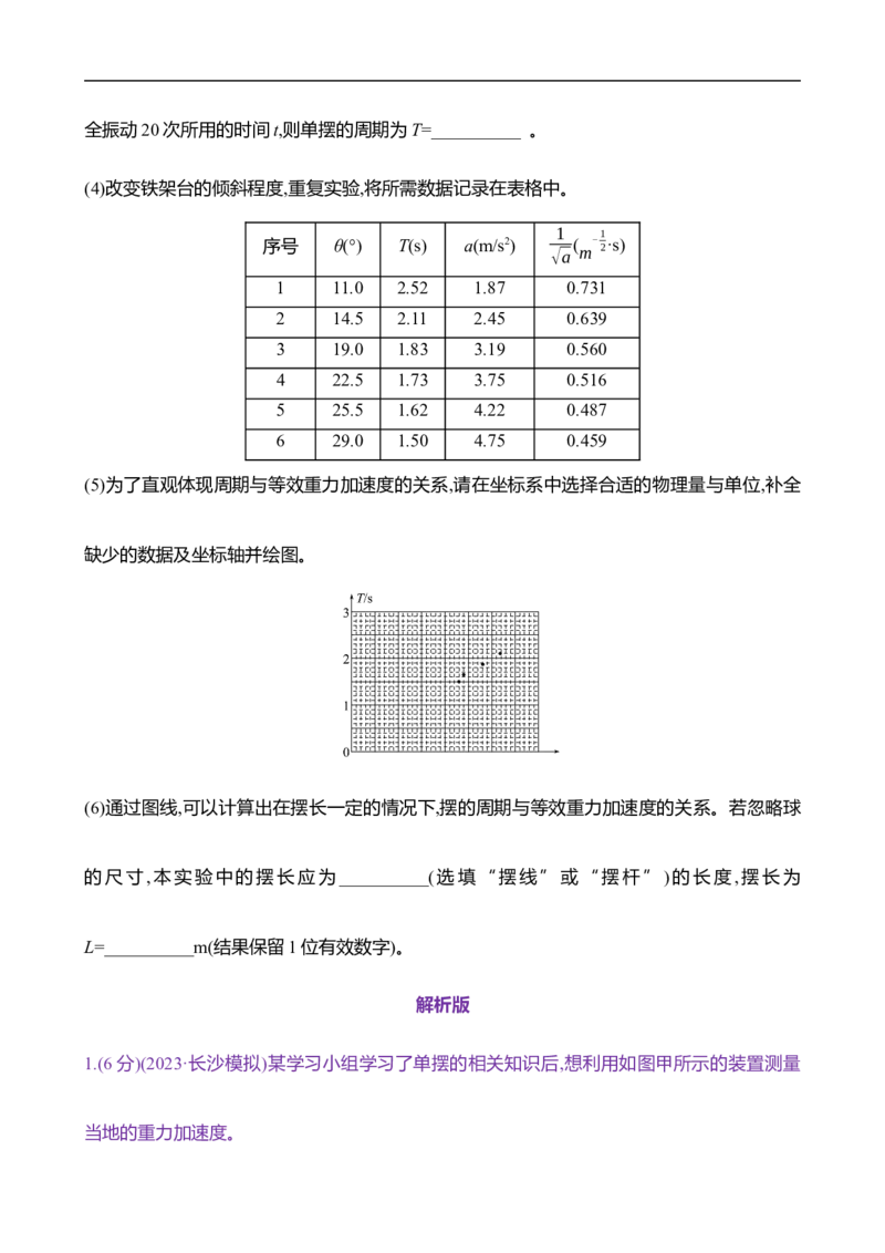 2025年高考物理实验抢分专练十五：用单摆测重力加速度的大小（含解析）_4.2025物理总复习_2025年新高考资料_专项复习_2025年高考物理实验抢分专练(含解析)（完结）