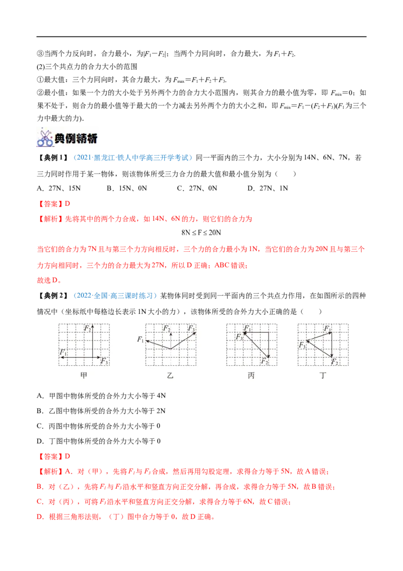 专题04力的合成与分解&mdash;&mdash;全攻略备战2023年高考物理一轮重难点复习（解析版）_4.2025物理总复习_2023年新高复习资料_一轮复习_全攻略备战2023年高考物理一轮重难点复习