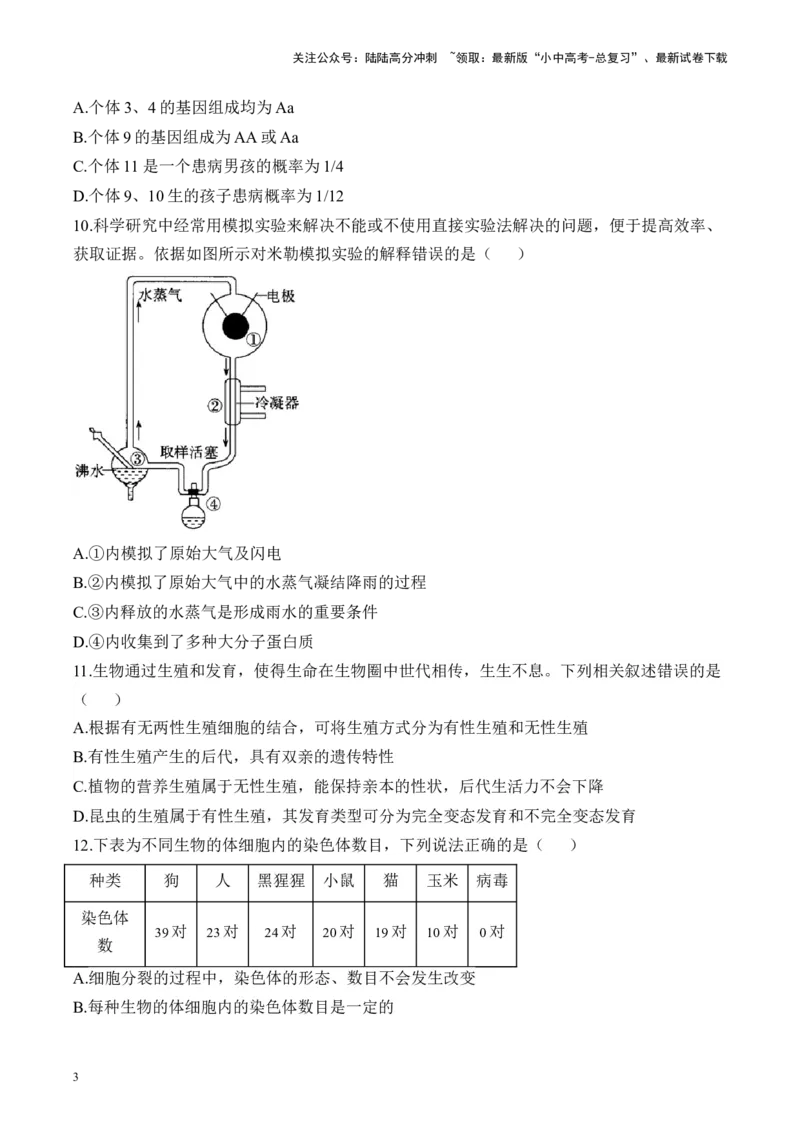 专题六生物圈中生命的延续和发展&mdash;&mdash;2025年中考生物二轮专题达标训练（含解析）_02中考总复习（2026版更新中）_08-生物-中考总复习_2025中考复习资料