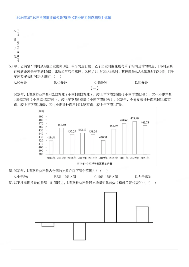 2024年3月30日全国事业单位联考E类《职业能力倾向测验》真题_26事业职测+综合_闲鱼2026事业单位职测+综合_1.职测资料包_03历年真题合集(15-25年)_E类职业能力测验15-25_题目