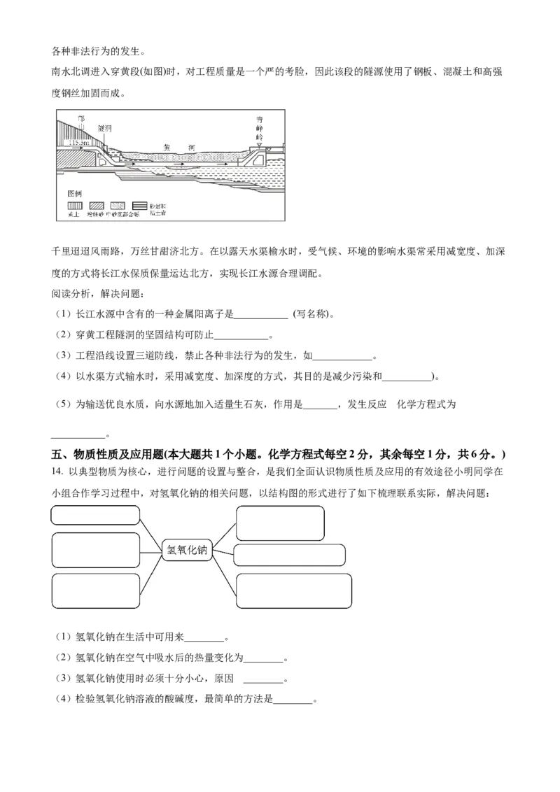 2023年山西省中考化学真题（空白卷）_❤山西历年中考真题_5.山西中考化学2008-2025