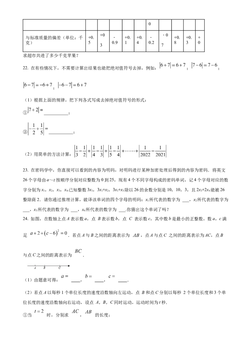 精品解析：北京市西城区第十五中学2022~2023学年七年级上学期期中数学试卷（原卷版）(1)_北京初中期末题_C605-京七八九_B京市数学七八九_北京7上数学_2022-2023_北京7上数学期中