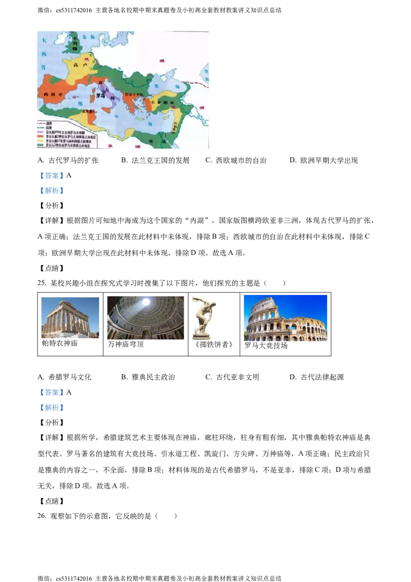 精品解析：北京市第二中学2023--2024学年九年级上学期期中历史试题（解析版）(1)_北京初中期末题_C605-京七八九_B京历史七八九_北京9上历史_北京历史9上期中