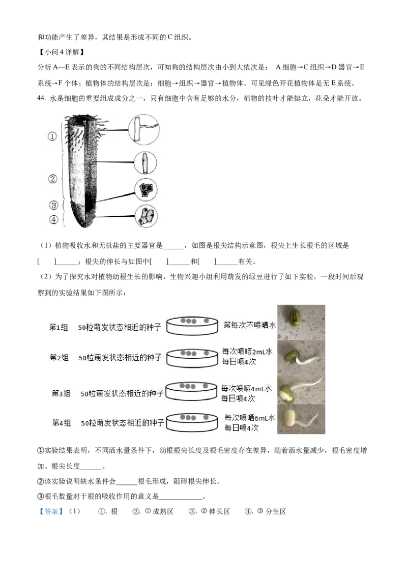 精品解析：北京市燕山地区2021-2022学年七年级上学期期末生物试题（解析版）(1)_北京初中期末题_C605-京七八九_B京生物七八九_北京7上生物_2021-2022