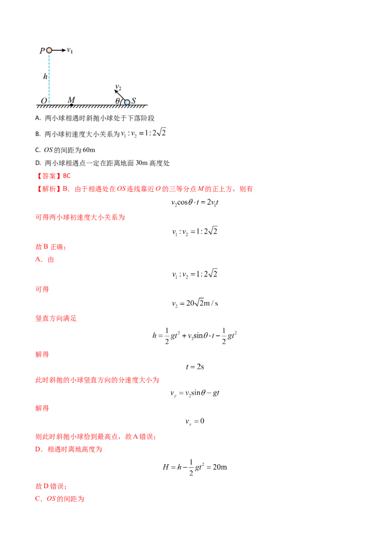 专题06抛体运动及运动的合成与分解-（解析版）_4.2025物理总复习_2025年新高考资料_专项复习_备战2025年高考物理真题题源解密（新高考通用）（完结）
